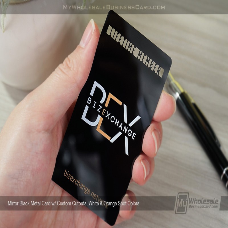 Mirror Black Metal Business Cards