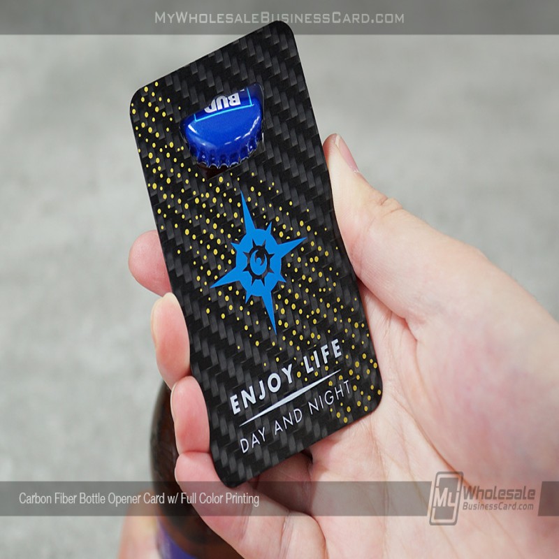 Carbon Fiber Bottle Opener Business Cards